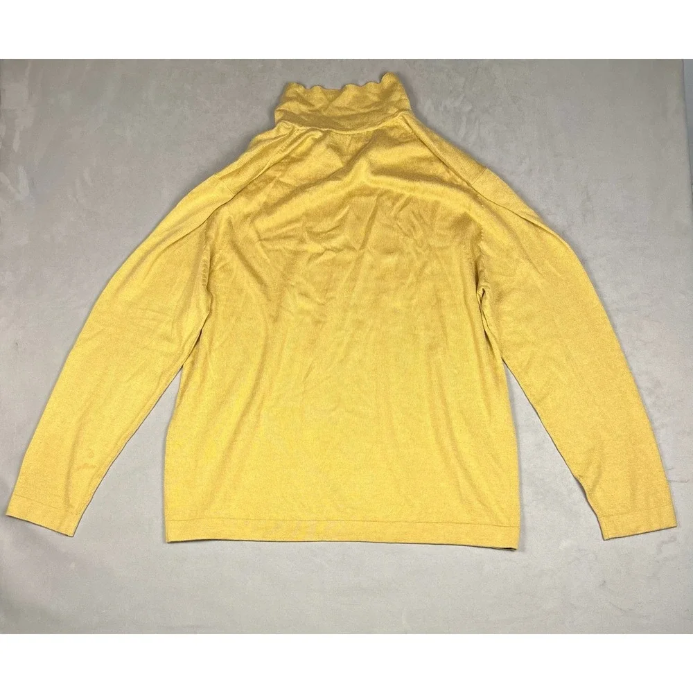 Banana Republic Mustard Yellow Silk‎ Cashmere Split Mock Neck Sweater Mens XL